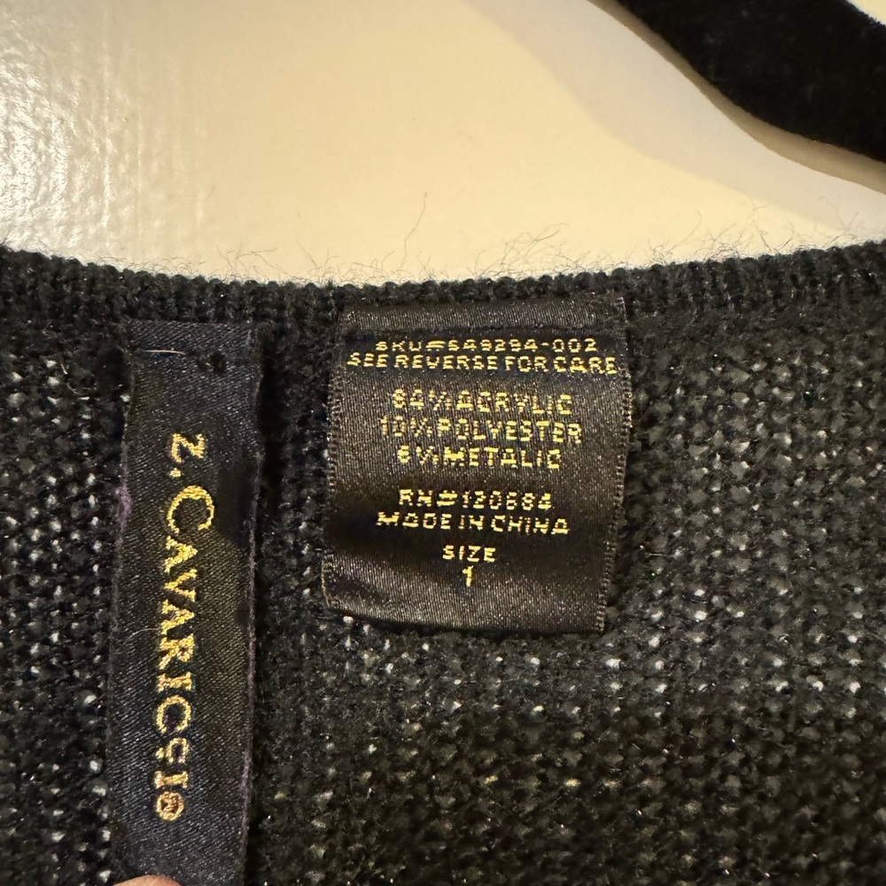 Z Cavari Co shrug bolero cardigan black shimmer 3/4 sleeve 1x - Picture 4 of 6